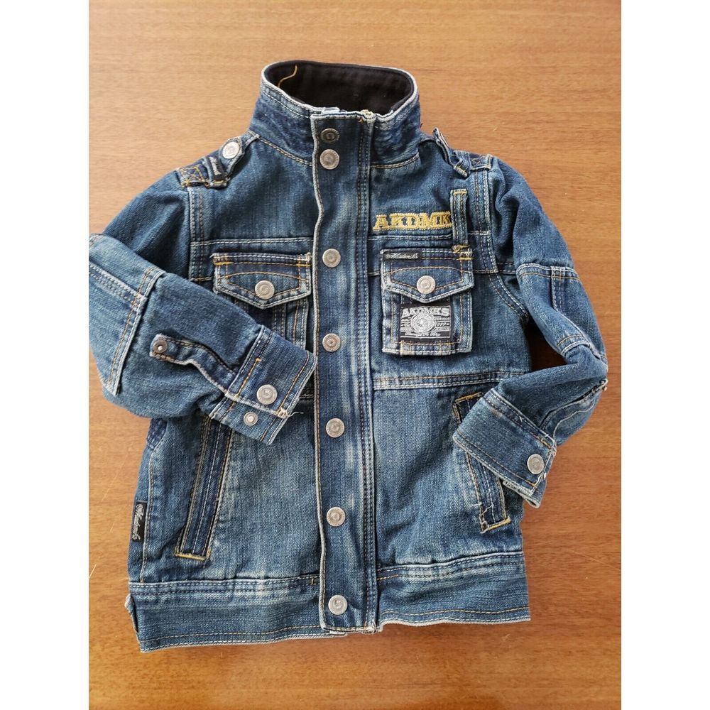 Kids Denim Jean Jacket Sz 4 Michael Jackson Vibe Military Cargo Akademiks Adks‎